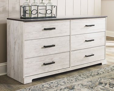 Shawburn - Six Drawer Dresser - White / Black / Gray