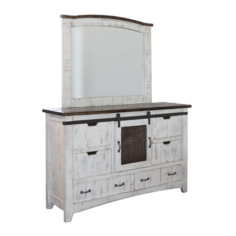 Pueblo Mirror Antiqued White - Mirrors at Quality Home Furniture Mesquite