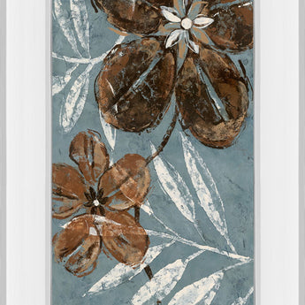 Denim Garden Il By Maria Donovan - Mirror Framed Print Wall Art - Blue