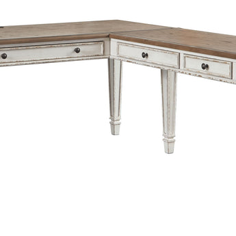 Realyn - Home Office L Shaped Desk - White / Brown