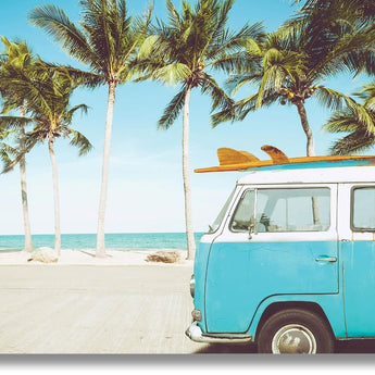 Surfside Palm Ride - 40" x 60" Framed Wall Art - Light Blue