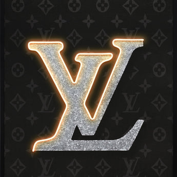 Luminous Monogram Hand-Embellished LED Canvas In Frame - Black / Silver