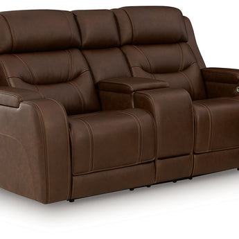 Knightington - Power Reclining Loveseat With Audio Seating - Brown