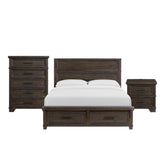 Colorado City storage bed with five-drawer chest and two-drawer nightstand in charcoal finish, front view