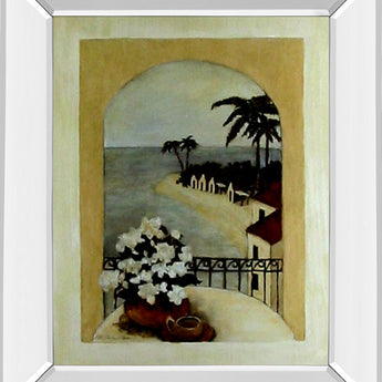 Tropical Moon By Ruane Manning - Mirror Framed Print Wall Art - Beige