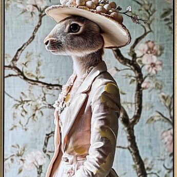 Garden Hare II Hand-Embellished Canvas In Frame - Gold / Brown