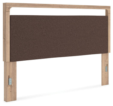 Kinlanni - King Upholstered Panel Headboard - Tan / Brown