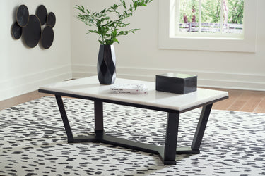 Fostead - Rectangular Cocktail Table - White / Espresso