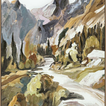 Ochre Alpine Passage II - 32 X 48 - Hand-Embellished Canvas In Frame - Ochre
