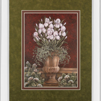 Hannah's Irises By Betsy Brown - Mirror Framed Print Wall Art - Red