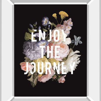 Floral Sentiment II Black By Wild Apple Portfolio - Mirror Framed Print Wall Art - Black