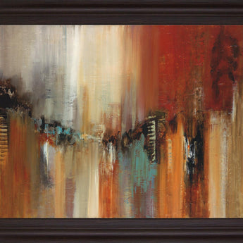 Fiery Skyline - 28" x 34" Framed Wall Art - Dark Red