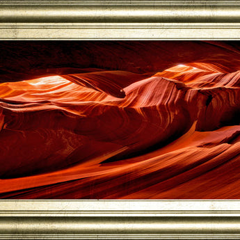 Sun Shining Through Canyon VIIl By David Drost - Framed Print Wall Art - Orange