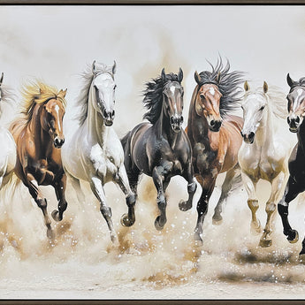 Thundering Herd Hand-Embellished Canvas In Frame - Brown / Bronze
