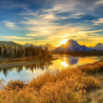 Tempered Glass With Foil - Lake By the Mountain - Yellow
