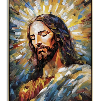 Radiant Serenity Portrait - 40" x 28" Framed Wall Art - Gold