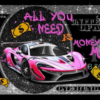 Glitzy Racer Dream - 28" x 63" Framed Wall Art - Black