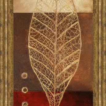 Fossil Leaves Il By Patricia Pinto - Framed Print Wall Art - Red
