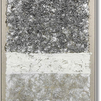 Tundra Texture Layers - 36" x 48" Framed Wall Art - Pearl Silver
