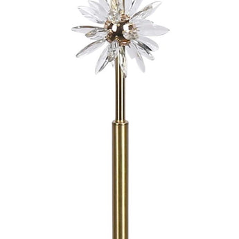 "Crystal Bloom I" Metal And Crystal Floor Lamp - Soft Gold / Clear Crystal / White Marble