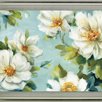 Petal Breeze - 28" x 34" Framed Wall Art - Light Blue