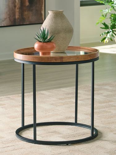 Noraluna - Round End Table - Medium Brown
