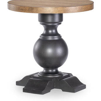Vintage Market - Urn Base End Table - Barnwood Oak And Kettle Black
