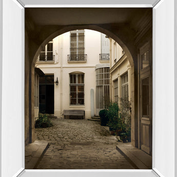 Marais Courtyard By Milla - Mirror Framed Print Wall Art - Light Brown
