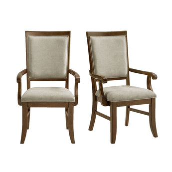 Phillipe - Sillón de comedor con brazos de tela (juego de 2) - Cereza y gris