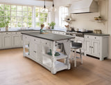 Stone Kitchen Island With 3 Drawer / 2 Doors / 4 Shelves And Casters Antiqued Ivory / Weathered Gray - image 4 of 4