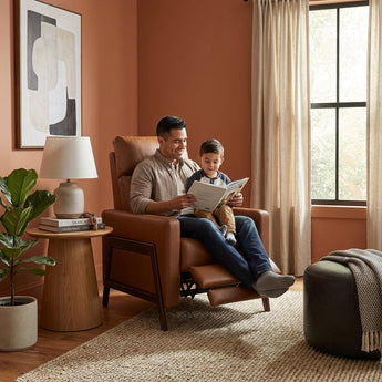 Elements International Tango - P2 Recliner styled in a designer-styled interior lifestyle setting at Quality Home Furniture