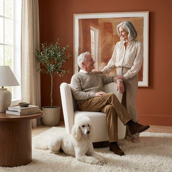 Elements International Kuga - Swivel Chair styled in a designer-styled interior lifestyle setting at Quality Home Furniture