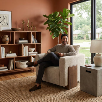 Elements International LANVIN - Accent Chair styled in a designer-styled interior lifestyle setting at Quality Home Furniture