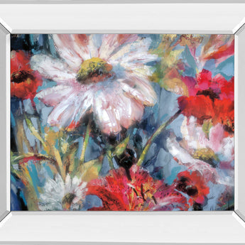Tangled Garden I By Brent Heighton - Mirror Framed Print Wall Art - Blue