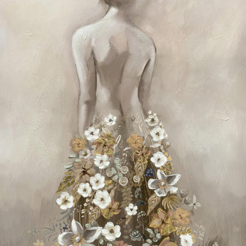 56x84 Hand Painted Textured Canvas - Gold / White