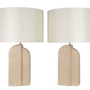 Sculpted Sandstone Ceramic Table Lamp (Set of 2) - Natural Rock