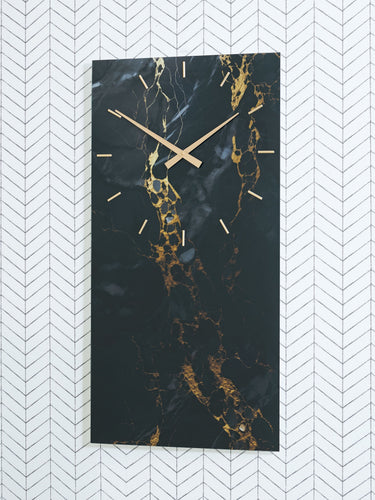 Teague - Wall Clock - Black / Gold Finish