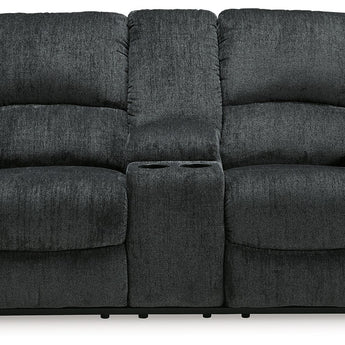 Draycoll - DBL Rec Loveseat w/Console - Dark Gray