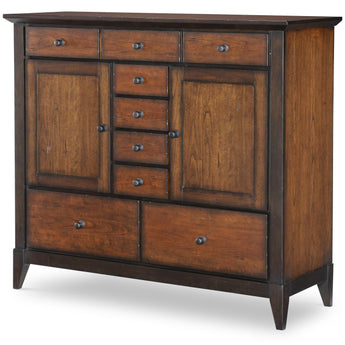 Fenmore - Door Drawer Chest - Mocha And Distressed Cherry