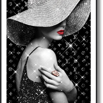 Silver Allure Portrait - 47" x 32" Framed Wall Art - Black