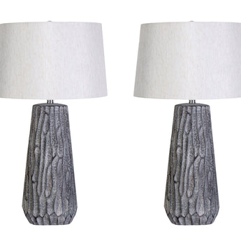 "Textured Elegance" Ceramic Table Lamp (Set of 2) - Gray