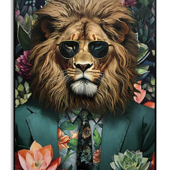 Floral King Swagger - 40" x 30" Framed Wall Art - Green