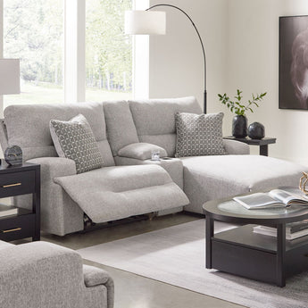 Acklen Place - 4 Pc. - 3-Piece Power Reclining Sectional Sofa With Raf Chaise, Wide Seat Power Recliner - Pewter