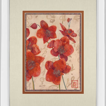 Asian Orchid I By Hollack - Mirror Framed Print Wall Art - Red