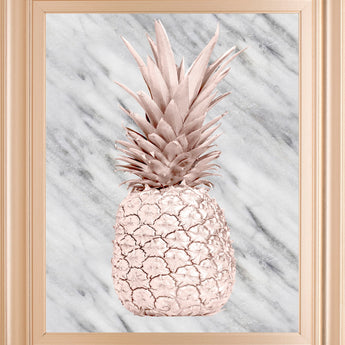 Rose Pineapple On Marble By Nature Magick - Framed Print Wall Art - Beige