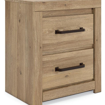 Brozmont - Two Drawer Night Stand - Tan
