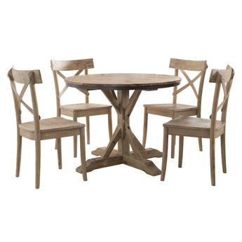 Callista - Juego de comedor redondo de 5 piezas, altura estándar, mesa y cuatro sillas - Playa