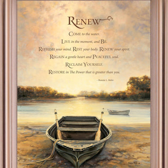 Tranquil Rowboat Morning - 28" x 34" Framed Wall Art - Beige