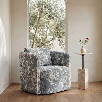 Cecil - Accent Chair Tapestry - Blue / Gray