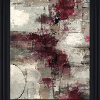 Crimson Veil - 28" x 34" Framed Wall Art - Dark Red